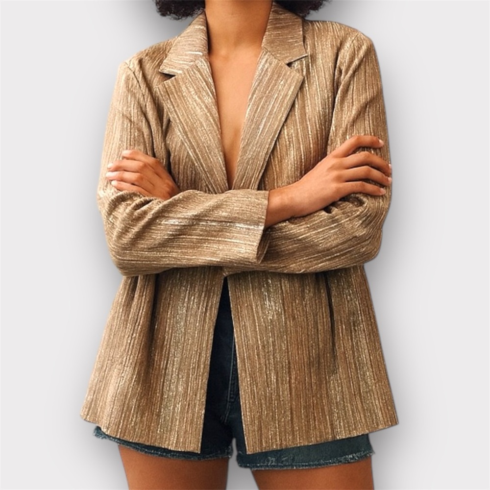 Vintage Wool & Linen Blend Textured Blazer